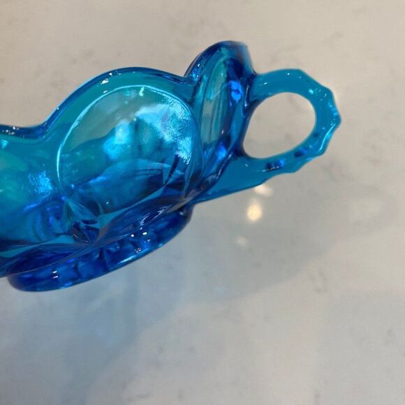 Vintage 1960s-1970s Anchor Hocking Fairfield Blue Double Handled Glass Dish - Picture 3 of 4